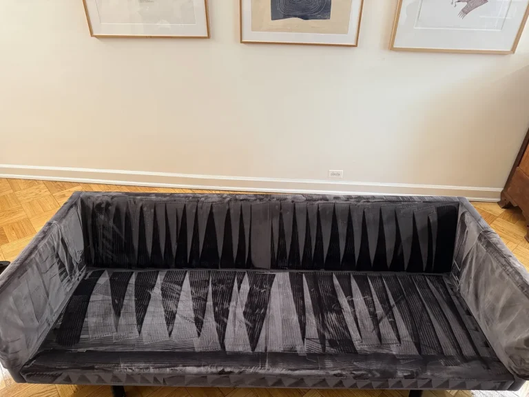 Velvet sofa, mid-clean
